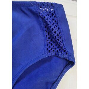 NWOT Robin Piccone M High Waist Crochet Side Bikini Bottom BLue 116147